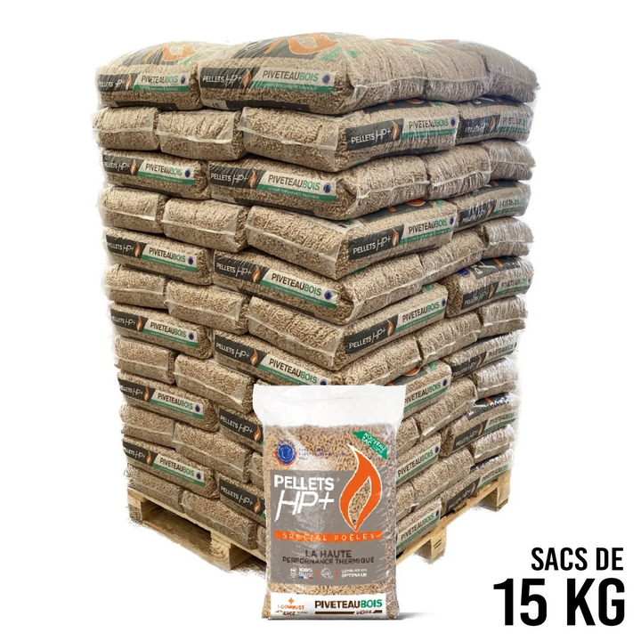 HP+ Pellets Piveteau Bois – Palette mit 72 Säcken à 15 kg (1.080 kg)