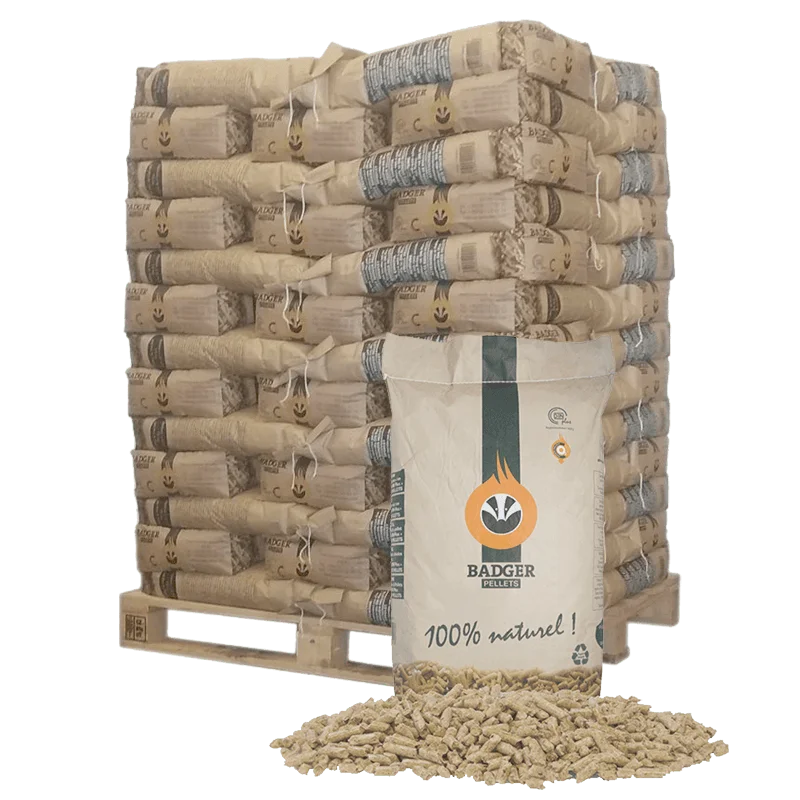 BADGER Holzpellets – Palette mit 65 Säcken à 15 kg
