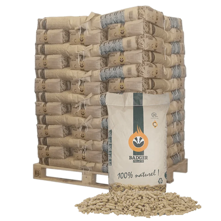 BADGER Holzpellets – Palette mit 65 Säcken à 15 kg